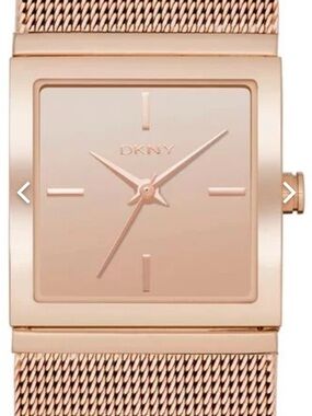DKNY Rose Gold Minimal Square Mesh Watch